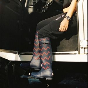 Hunter Original Rowing Plazer Women's Rain Zagzag Boots Size 5